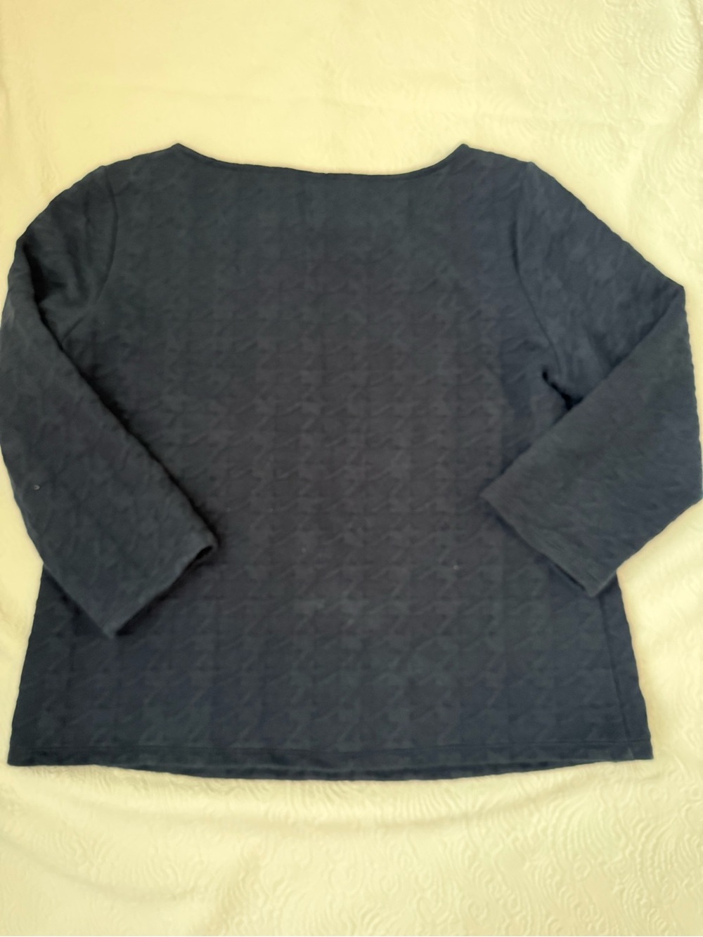 Ann Taylor Quilted Navy Boatneck Long Sleeve Top